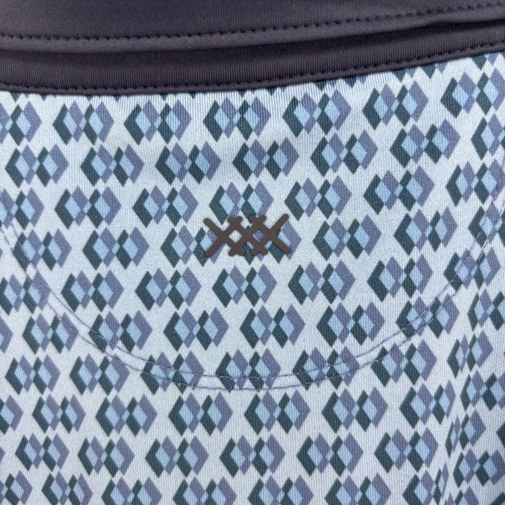 Rhone Polo Shirt Mens Medium Blue Geometric Diamond Print 101448 Stretch - Picture 6 of 10